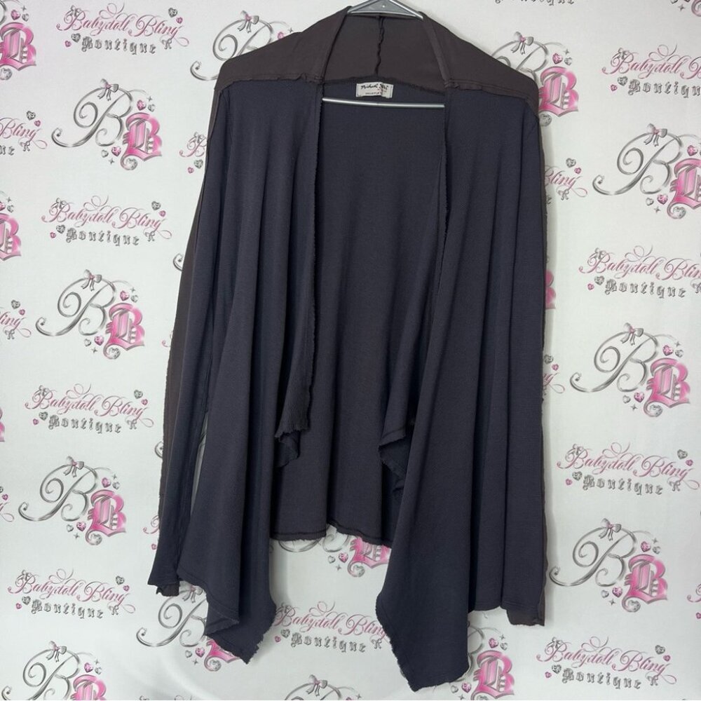 Michael stars cardigan open waterfall the oval tee Elegant Black Women's Sweater